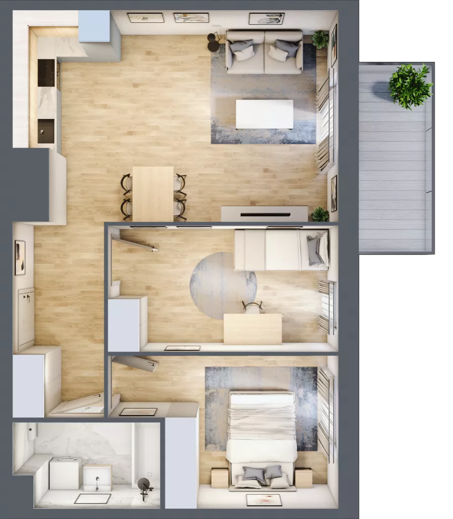 3 pokoje, mieszkanie 56,44 m², piętro 2, oferta nr B11-K1-2-2, Żerniki Na Novo III, Wrocław, Żerniki, ul. Maxa Berga