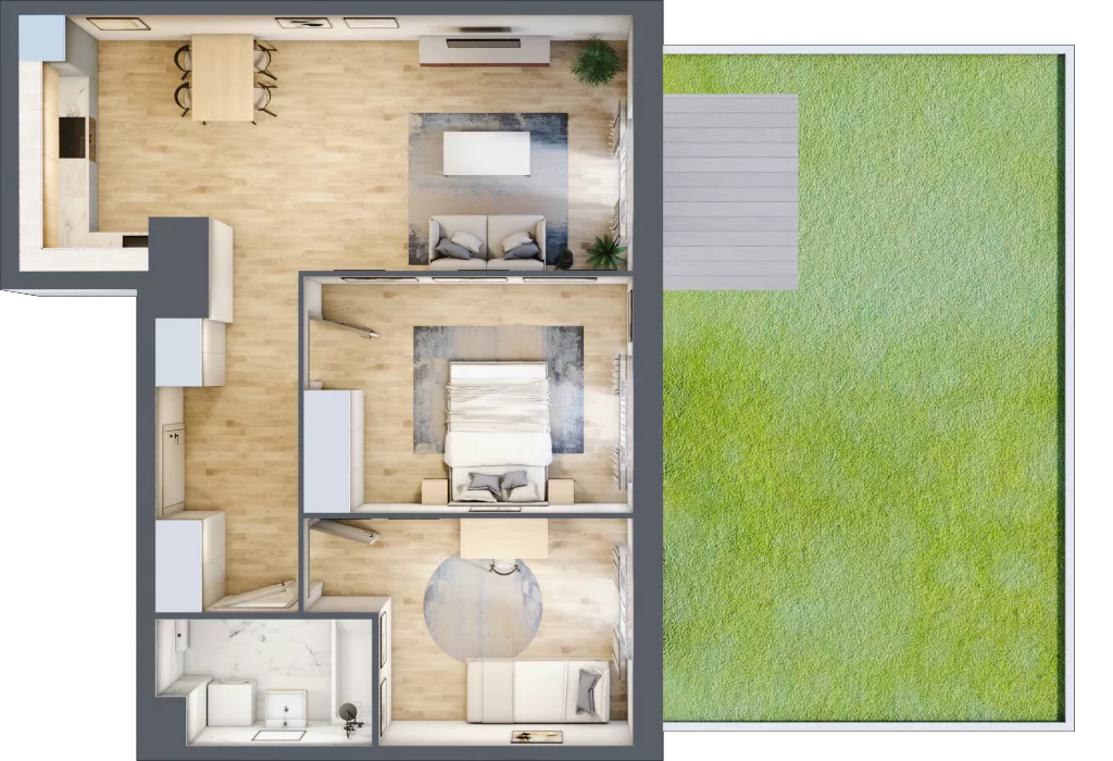 3 pokoje, mieszkanie 62,31 m², parter, oferta nr B11-K1-0-1, Żerniki Na Novo III, Wrocław, Żerniki, ul. Maxa Berga