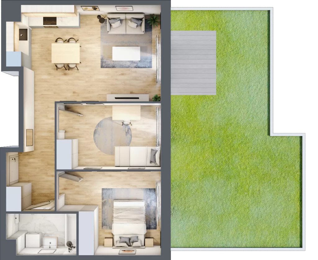 3 pokoje, mieszkanie 57,75 m², parter, oferta nr B11-K1-0-2, Żerniki Na Novo III, Wrocław, Żerniki, ul. Maxa Berga