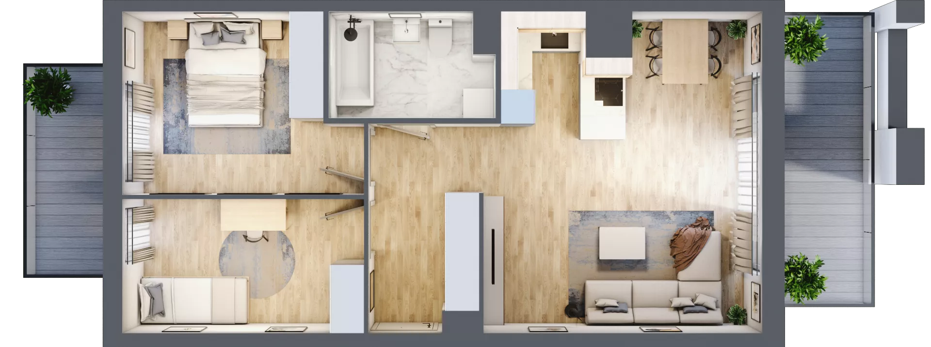 3 pokoje, mieszkanie 60,87 m², piętro 4, oferta nr B12-K3-4-1, Żerniki Na Novo III, Wrocław, Żerniki, ul. Maxa Berga