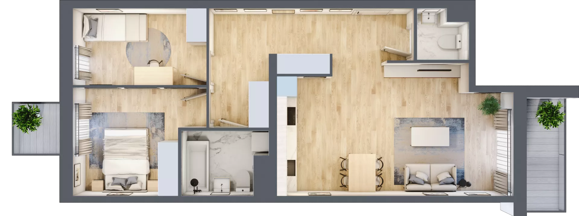 3 pokoje, mieszkanie 66,61 m², piętro 2, oferta nr B12-K2-2-1, Żerniki Na Novo III, Wrocław, Żerniki, ul. Maxa Berga