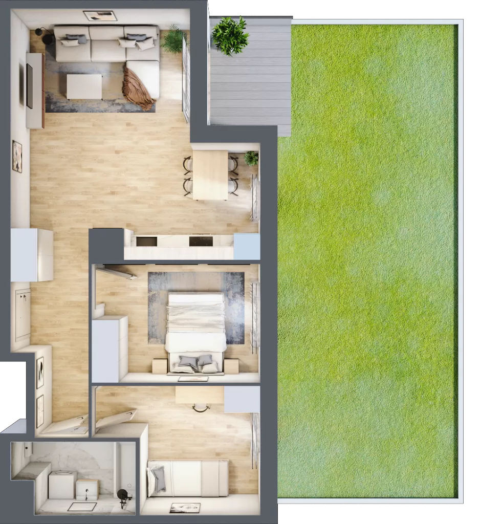 3 pokoje, mieszkanie 56,35 m², parter, oferta nr B12-K3-0-2, Żerniki Na Novo III, Wrocław, Żerniki, ul. Maxa Berga