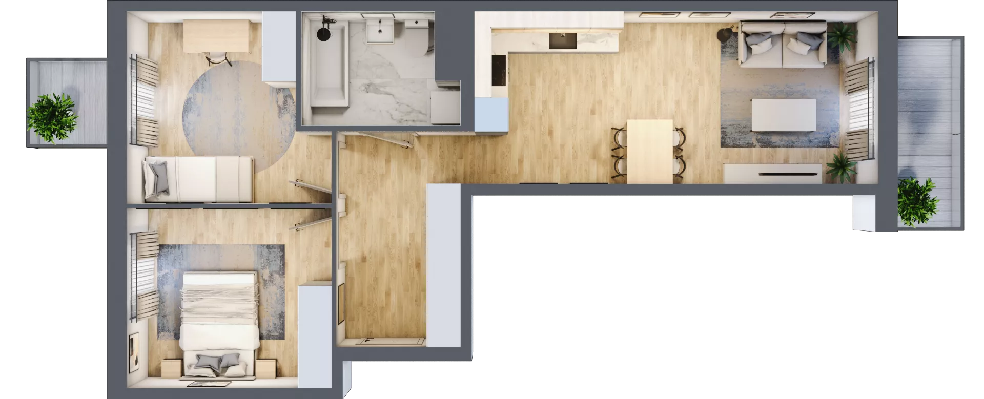 3 pokoje, mieszkanie 57,62 m², piętro 4, oferta nr B12-K1-4-1, Żerniki Na Novo III, Wrocław, Żerniki, ul. Maxa Berga