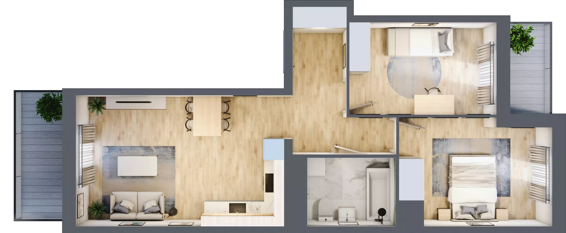 3 pokoje, mieszkanie 59,55 m², piętro 2, oferta nr B12-K2-2-4, Żerniki Na Novo III, Wrocław, Żerniki, ul. Maxa Berga