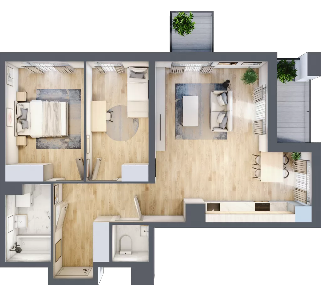 3 pokoje, mieszkanie 65,71 m², piętro 4, oferta nr B12-K2-4-2, Żerniki Na Novo III, Wrocław, Żerniki, ul. Maxa Berga