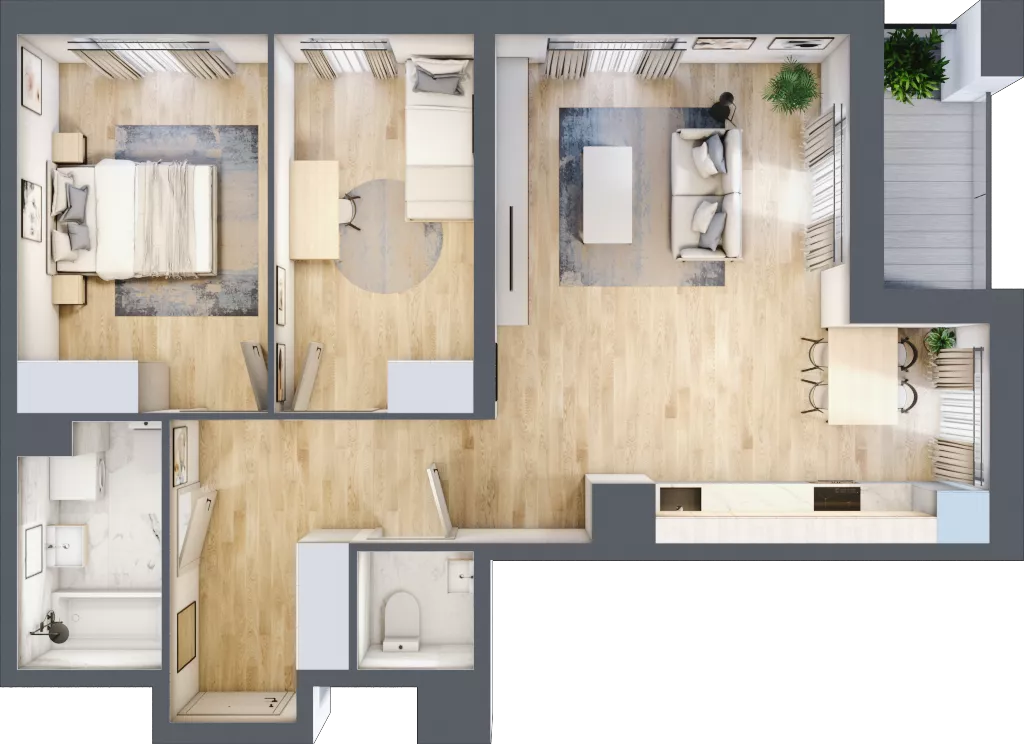 3 pokoje, mieszkanie 64,70 m², piętro 2, oferta nr B12-K2-2-2, Żerniki Na Novo III, Wrocław, Żerniki, ul. Maxa Berga