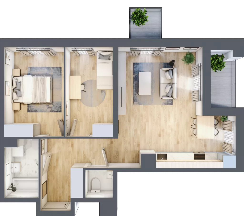 3 pokoje, mieszkanie 64,71 m², piętro 1, oferta nr B12-K2-1-2, Żerniki Na Novo III, Wrocław, Żerniki, ul. Maxa Berga