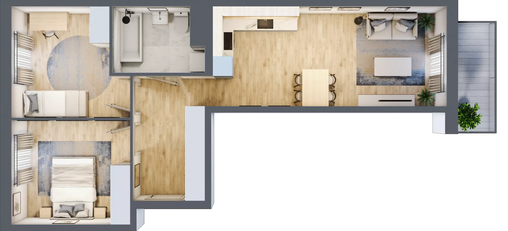 3 pokoje, mieszkanie 57,65 m², piętro 3, oferta nr B12-K1-3-1, Żerniki Na Novo III, Wrocław, Żerniki, ul. Maxa Berga