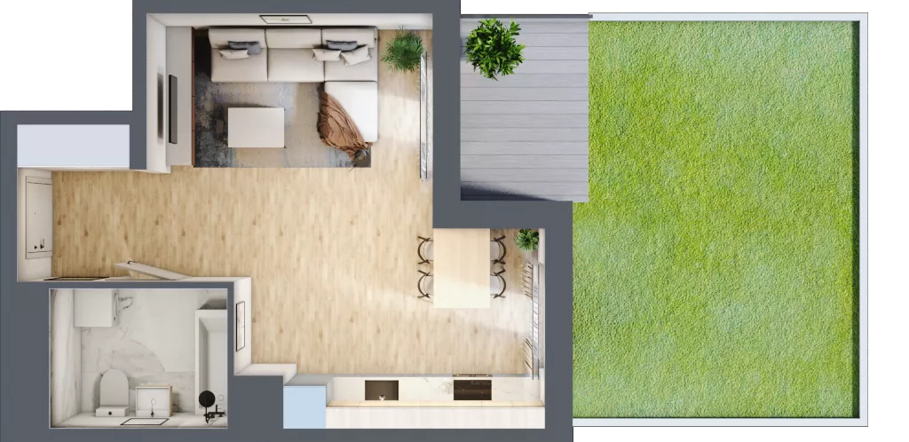 1 pokój, mieszkanie 33,82 m², parter, oferta nr B12-K2-0-4, Żerniki Na Novo III, Wrocław, Żerniki, ul. Maxa Berga