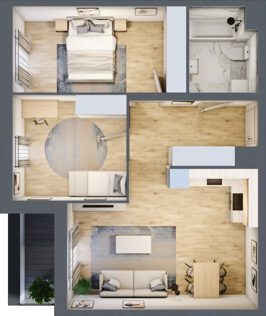 3 pokoje, mieszkanie 62,71 m², piętro 1, oferta nr B9-K1-1-5, Żerniki Na Novo III, Wrocław, Żerniki, ul. Maxa Berga