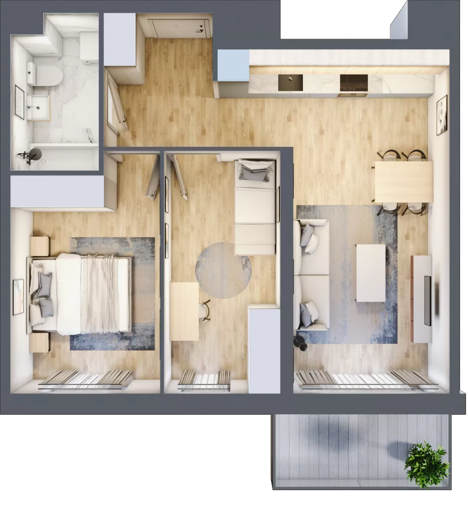 3 pokoje, mieszkanie 54,26 m², piętro 1, oferta nr B9-K5-1-2, Żerniki Na Novo III, Wrocław, Żerniki, ul. Maxa Berga