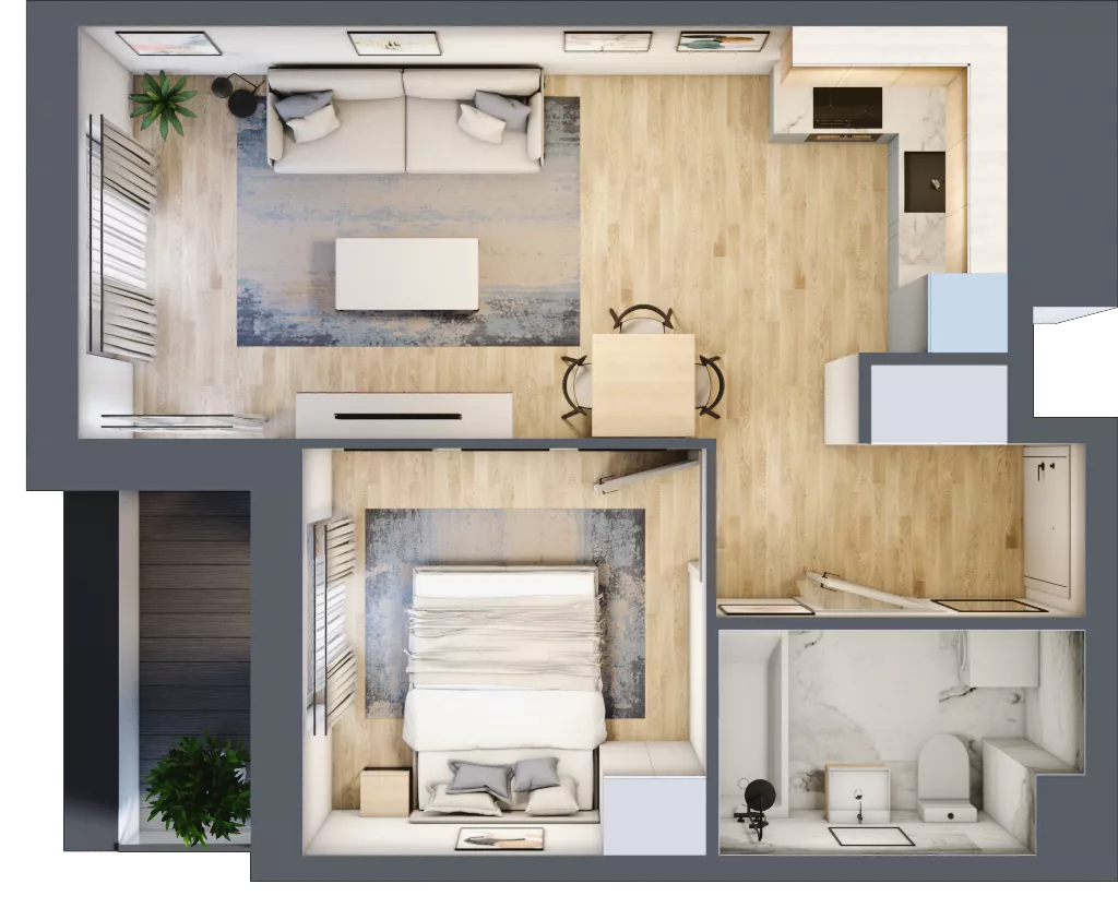 2 pokoje, mieszkanie 39,11 m², piętro 1, oferta nr B9-K1-1-8, Żerniki Na Novo III, Wrocław, Żerniki, ul. Maxa Berga