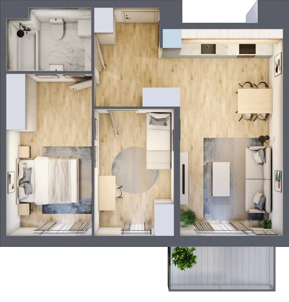 3 pokoje, mieszkanie 59,18 m², piętro 4, oferta nr B9-K3-4-2, Żerniki Na Novo III, Wrocław, Żerniki, ul. Maxa Berga