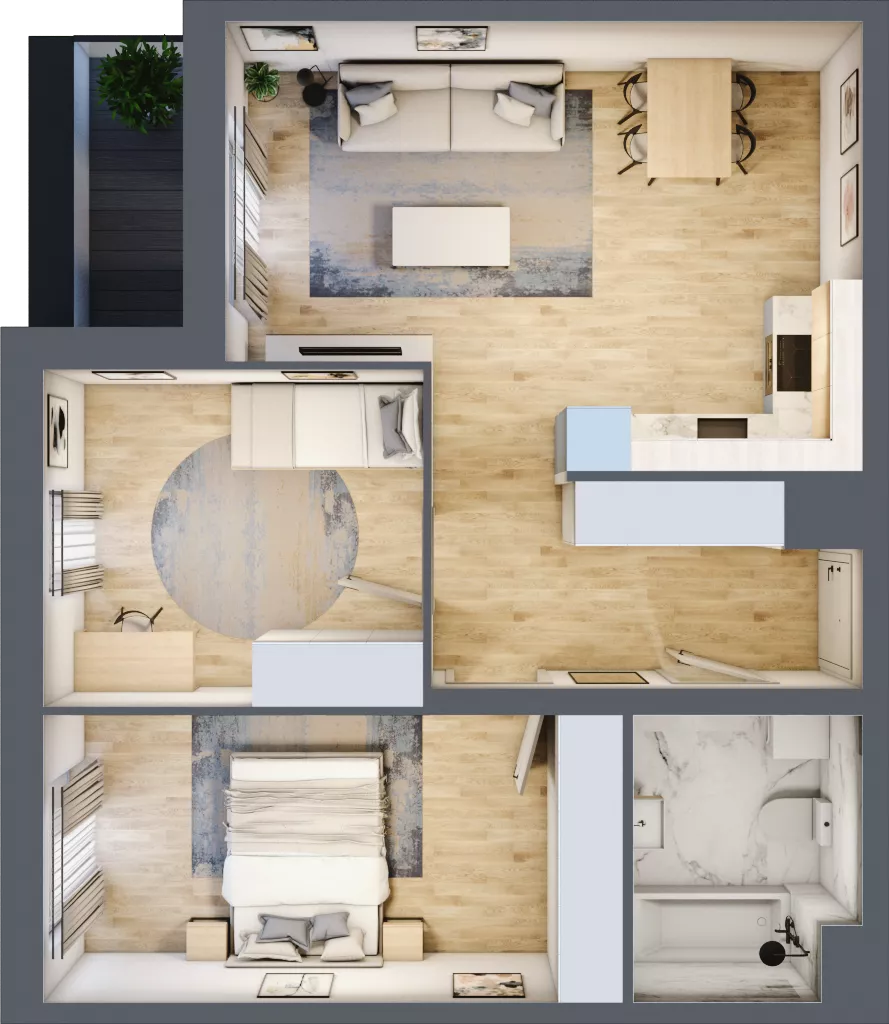 3 pokoje, mieszkanie 60,97 m², piętro 1, oferta nr B9-K1-1-6, Żerniki Na Novo III, Wrocław, Żerniki, ul. Maxa Berga