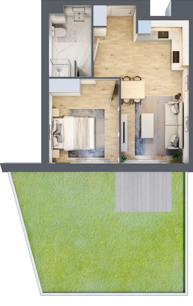 2 pokoje, mieszkanie 42,96 m², parter, oferta nr B9-K4-0-1, Żerniki Na Novo III, Wrocław, Żerniki, ul. Maxa Berga