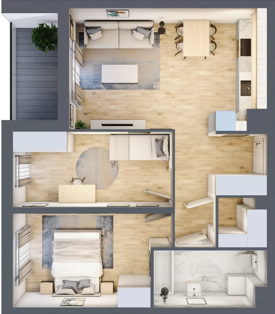3 pokoje, mieszkanie 59,38 m², piętro 4, oferta nr B9-K2-4-2, Żerniki Na Novo III, Wrocław, Żerniki, ul. Maxa Berga