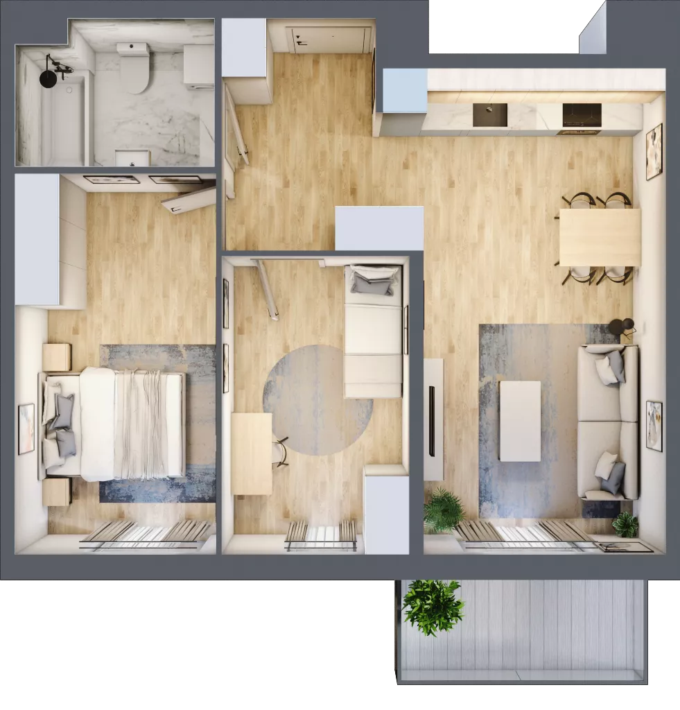 3 pokoje, mieszkanie 59,18 m², piętro 3, oferta nr B9-K3-3-2, Żerniki Na Novo III, Wrocław, Żerniki, ul. Maxa Berga