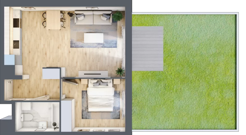 2 pokoje, mieszkanie 47,95 m², parter, oferta nr B9-K1-0-2, Żerniki Na Novo III, Wrocław, Żerniki, ul. Maxa Berga