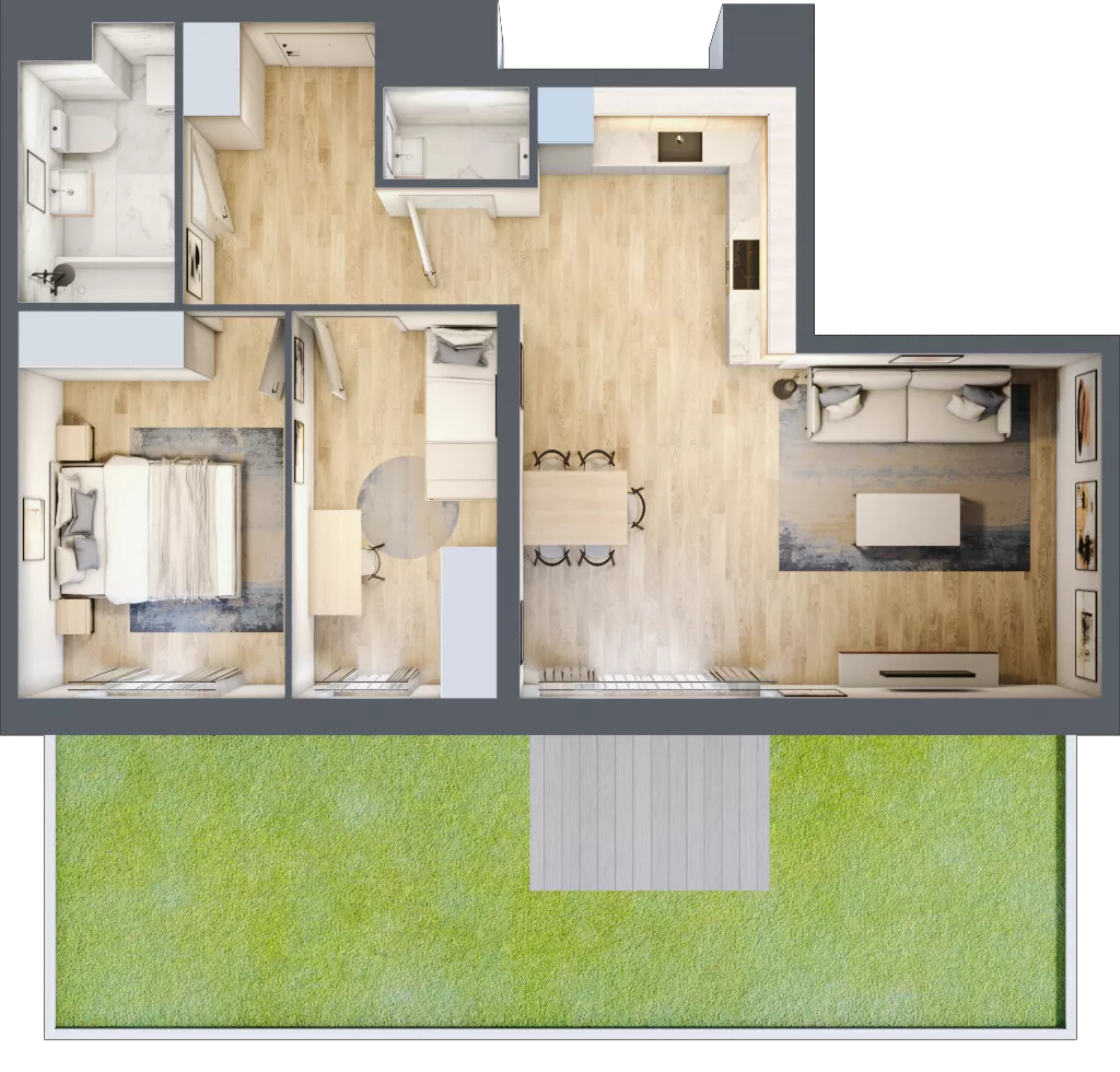3 pokoje, mieszkanie 66,01 m², parter, oferta nr B9-K5-0-2, Żerniki Na Novo III, Wrocław, Żerniki, ul. Maxa Berga