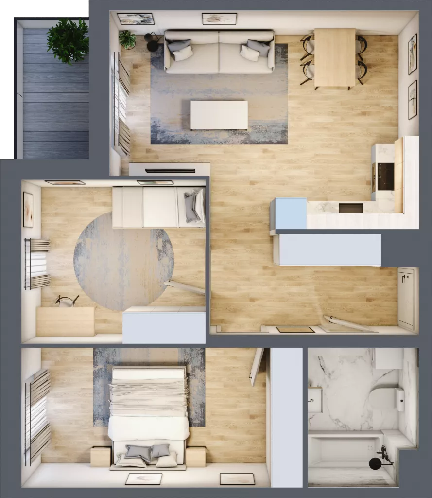 3 pokoje, mieszkanie 60,97 m², piętro 2, oferta nr B9-K1-2-6, Żerniki Na Novo III, Wrocław, Żerniki, ul. Maxa Berga