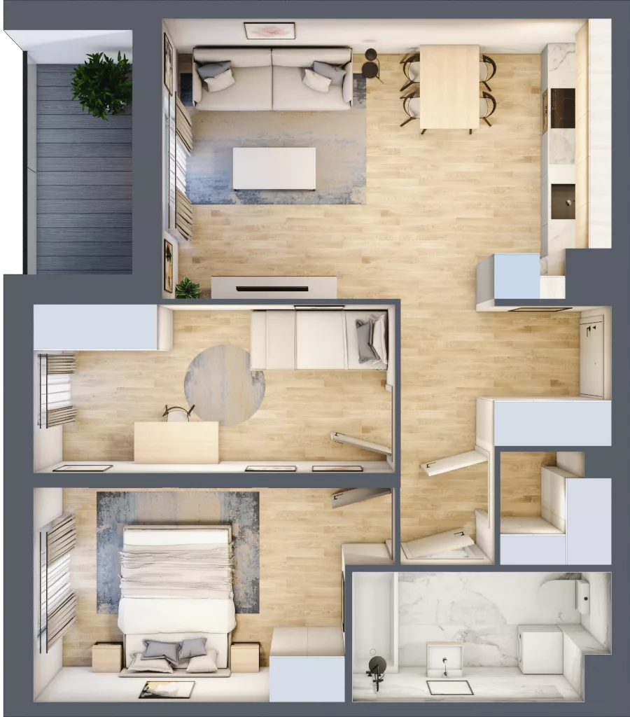 3 pokoje, mieszkanie 58,76 m², piętro 2, oferta nr B9-K2-2-2, Żerniki Na Novo III, Wrocław, Żerniki, ul. Maxa Berga
