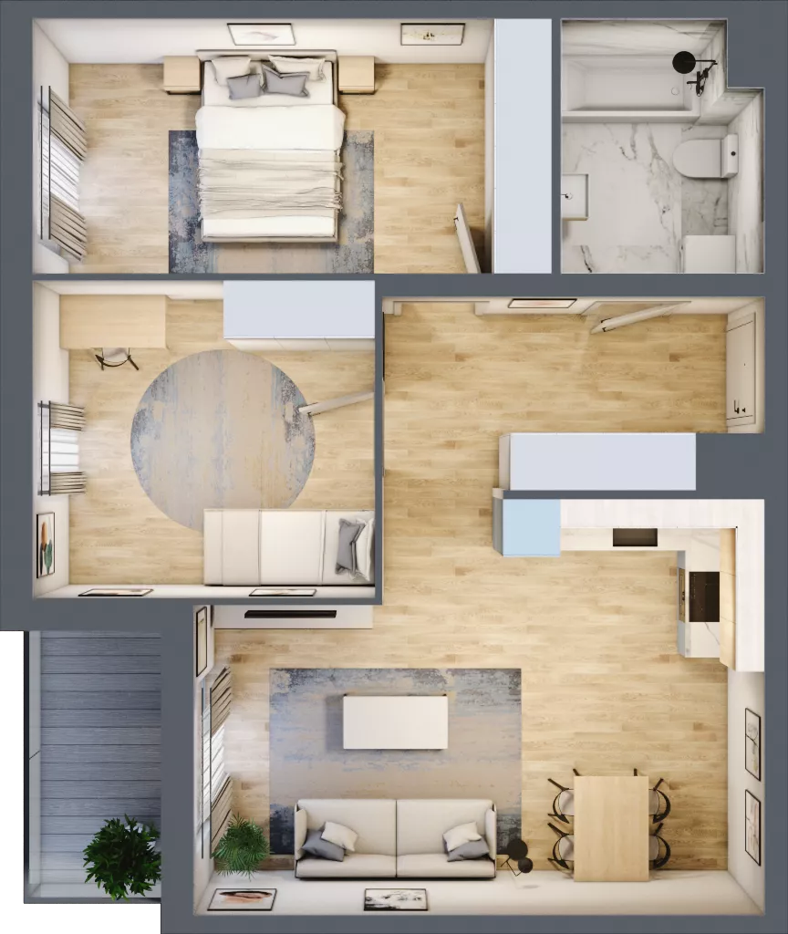 3 pokoje, mieszkanie 63,37 m², piętro 3, oferta nr B9-K1-3-5, Żerniki Na Novo III, Wrocław, Żerniki, ul. Maxa Berga
