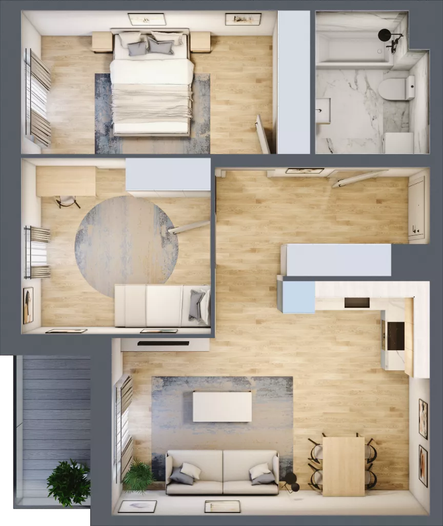3 pokoje, mieszkanie 62,71 m², piętro 2, oferta nr B9-K1-2-5, Żerniki Na Novo III, Wrocław, Żerniki, ul. Maxa Berga