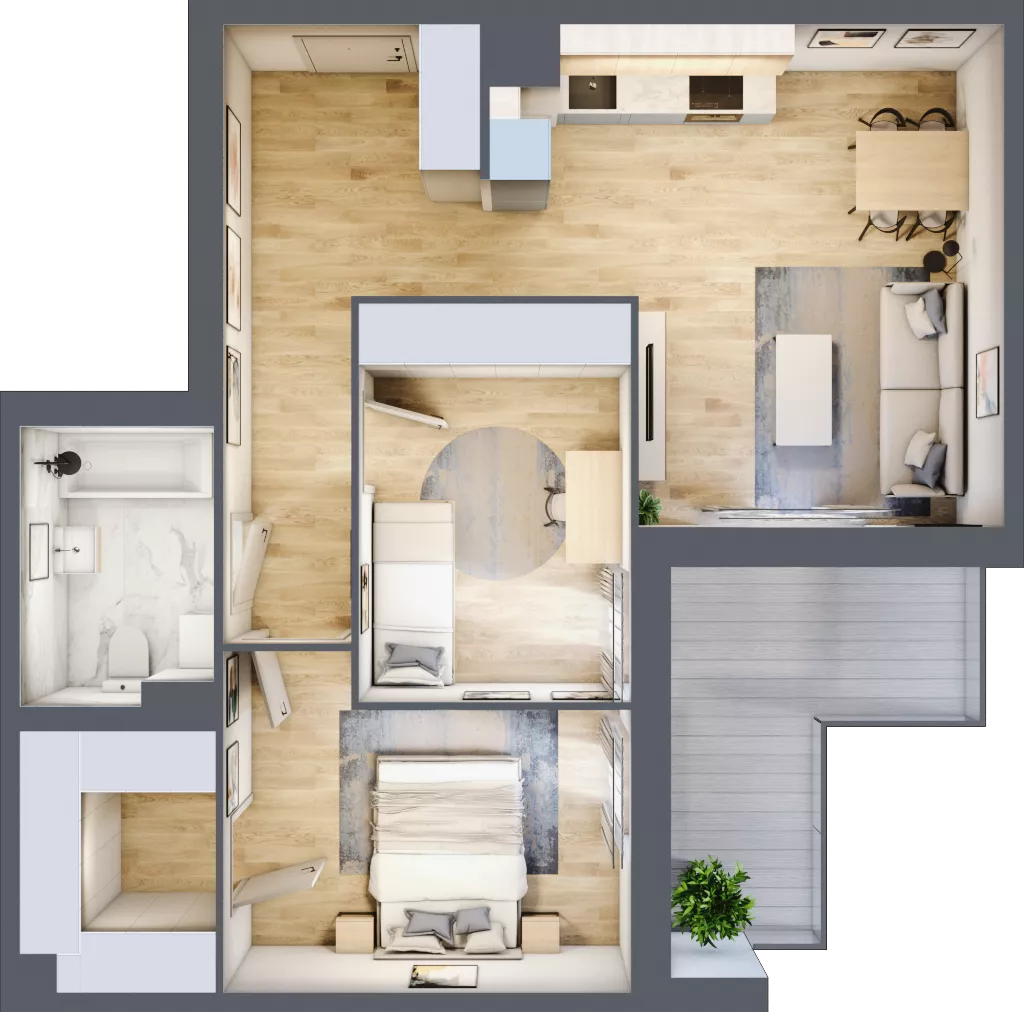 3 pokoje, mieszkanie 65,00 m², piętro 2, oferta nr B9-K2-2-3, Żerniki Na Novo III, Wrocław, Żerniki, ul. Maxa Berga