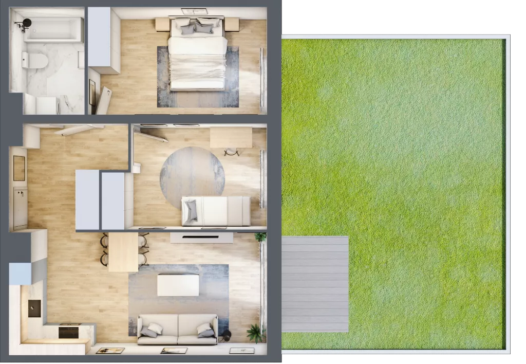 3 pokoje, mieszkanie 62,19 m², parter, oferta nr B9-K1-0-4, Żerniki Na Novo III, Wrocław, Żerniki, ul. Maxa Berga
