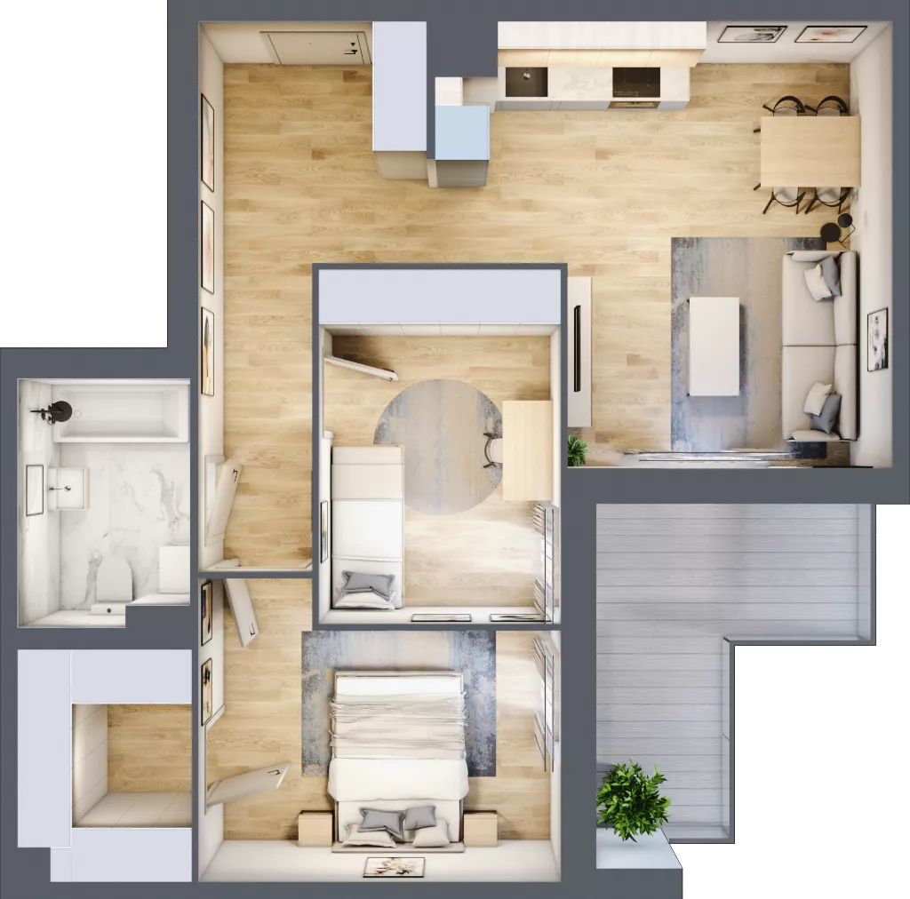 3 pokoje, mieszkanie 64,98 m², piętro 1, oferta nr B9-K2-1-3, Żerniki Na Novo III, Wrocław, Żerniki, ul. Maxa Berga