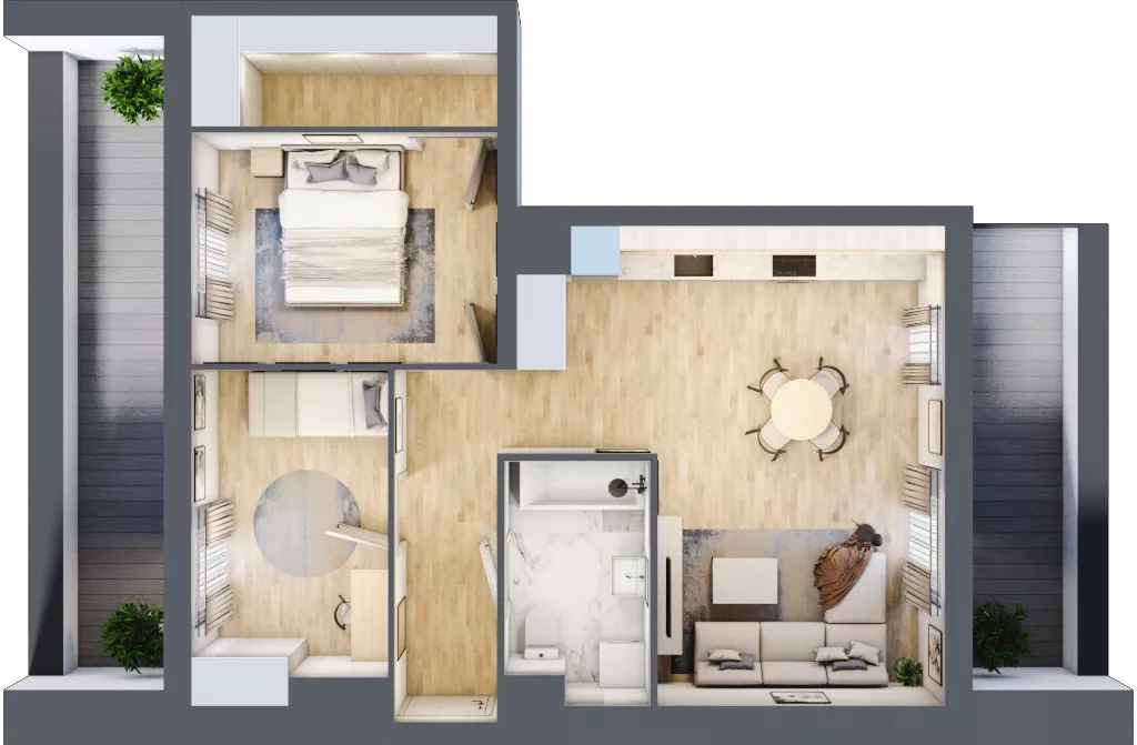 3 pokoje, mieszkanie 61,13 m², piętro 4, oferta nr B9-K3-4-3, Żerniki Na Novo III, Wrocław, Żerniki, ul. Maxa Berga