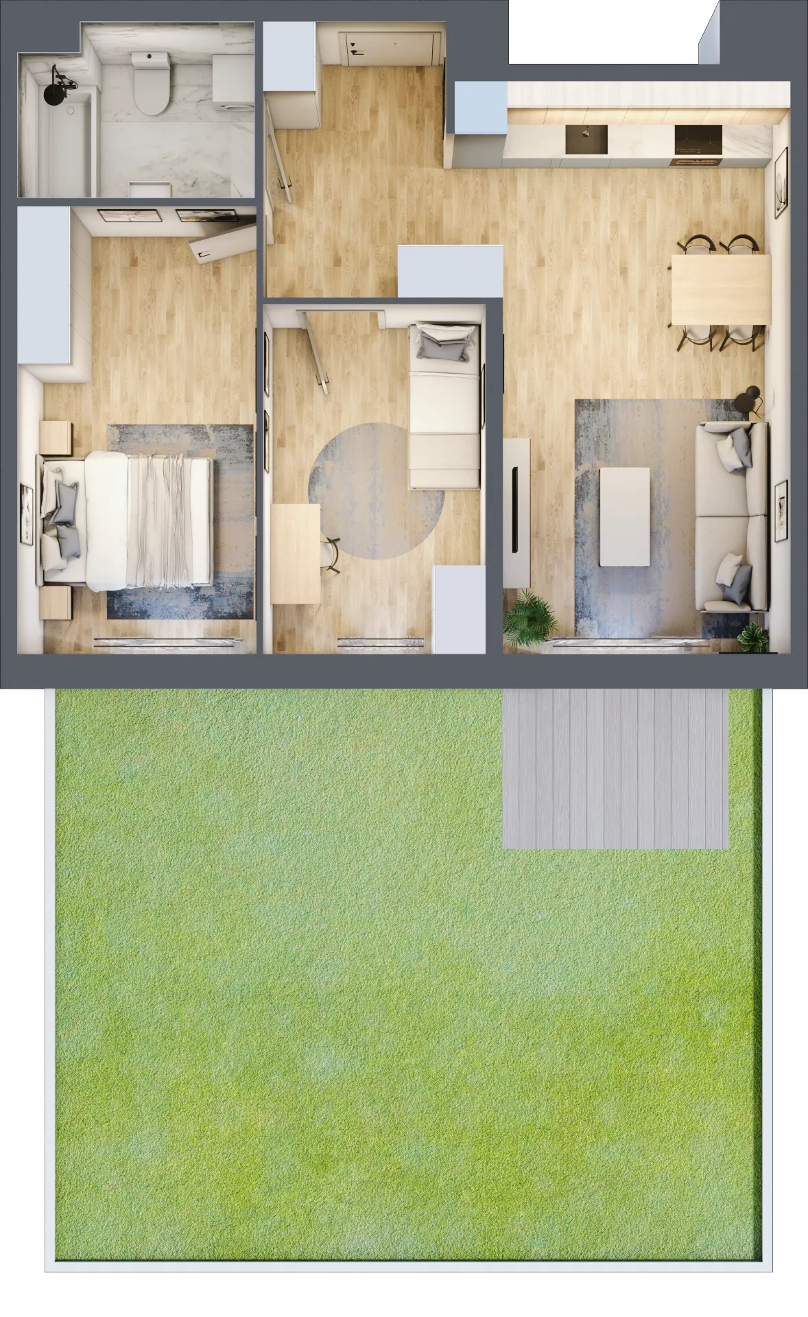3 pokoje, mieszkanie 60,83 m², parter, oferta nr B9-K3-0-2, Żerniki Na Novo III, Wrocław, Żerniki, ul. Maxa Berga