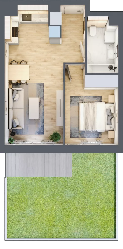 2 pokoje, mieszkanie 41,28 m², parter, oferta nr S1.C.0.2, ATAL Idea Swarzędz II, Swarzędz, ul. Tabaki
