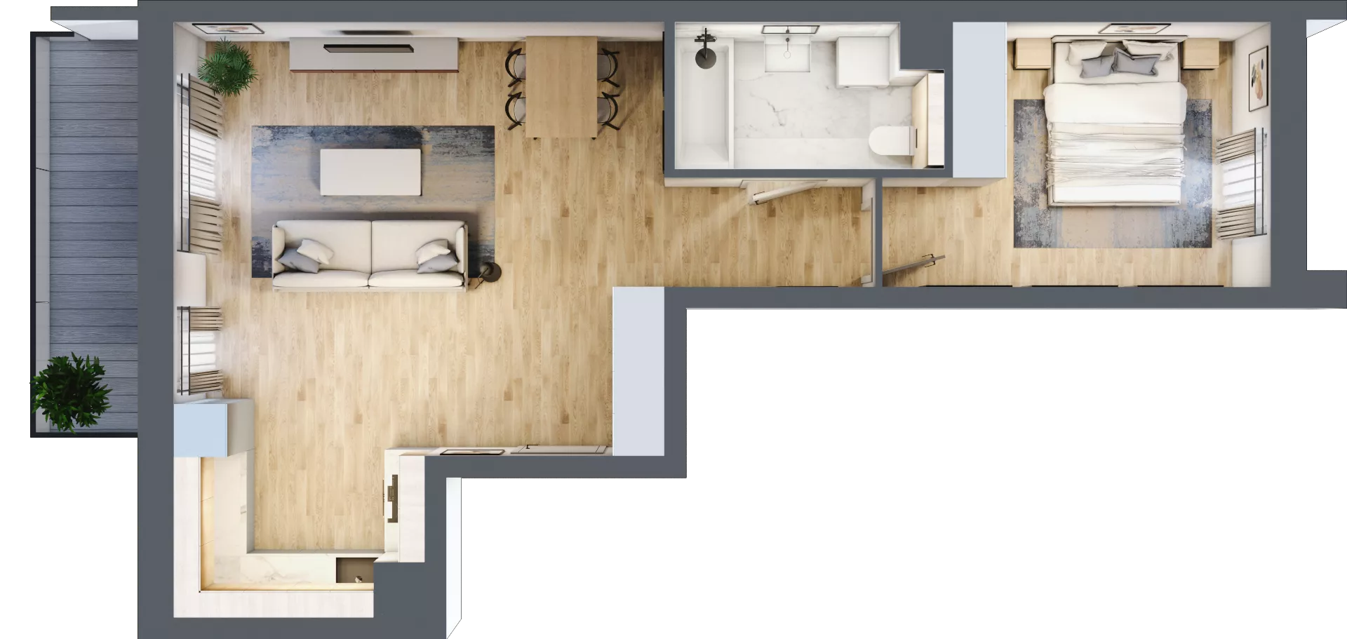 2 pokoje, mieszkanie 51,61 m², piętro 1, oferta nr S1.D.1.1, ATAL Idea Swarzędz II, Swarzędz, ul. Tabaki