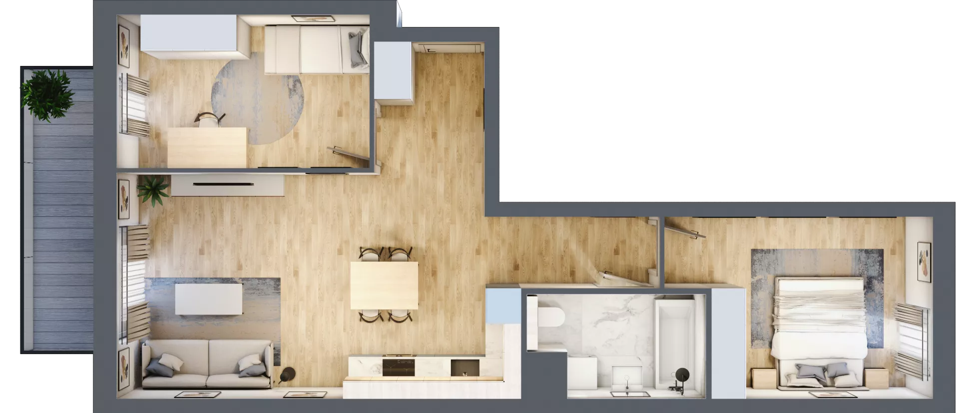 3 pokoje, mieszkanie 61,47 m², piętro 1, oferta nr S1.F.1.4, ATAL Idea Swarzędz II, Swarzędz, ul. Tabaki