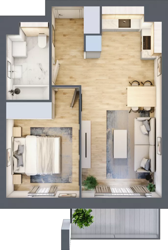 2 pokoje, mieszkanie 41,48 m², piętro 2, oferta nr S1.B.2.3, ATAL Idea Swarzędz II, Swarzędz, ul. Tabaki