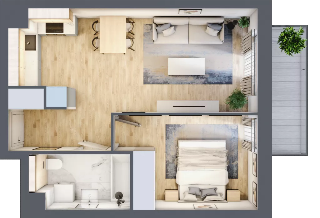 2 pokoje, mieszkanie 41,53 m², piętro 2, oferta nr S1.F.2.2, ATAL Idea Swarzędz II, Swarzędz, ul. Tabaki