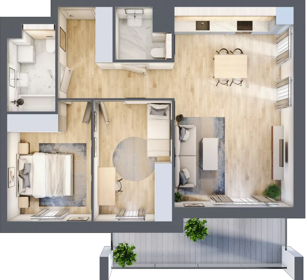 3 pokoje, mieszkanie 66,89 m², piętro 2, oferta nr S1.D.2.4, ATAL Idea Swarzędz II, Swarzędz, ul. Tabaki