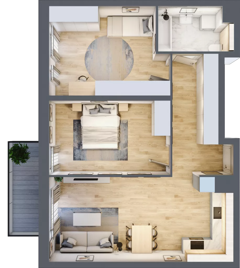 3 pokoje, mieszkanie 70,39 m², piętro 2, oferta nr S1.A.2.2, ATAL Idea Swarzędz II, Swarzędz, ul. Tabaki