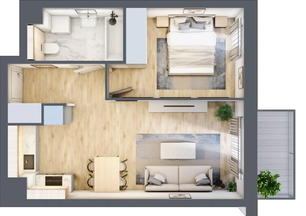 2 pokoje, mieszkanie 41,48 m², piętro 3, oferta nr S1.F.3.3, ATAL Idea Swarzędz II, Swarzędz, ul. Tabaki