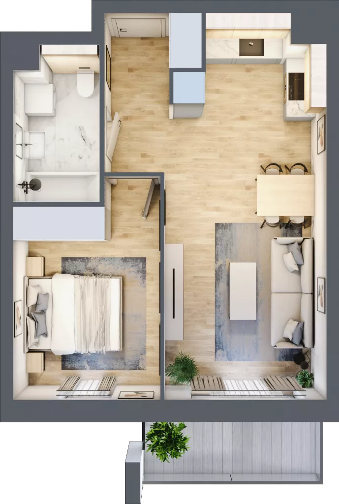 2 pokoje, mieszkanie 41,48 m², piętro 3, oferta nr S1.C.3.3, ATAL Idea Swarzędz II, Swarzędz, ul. Tabaki