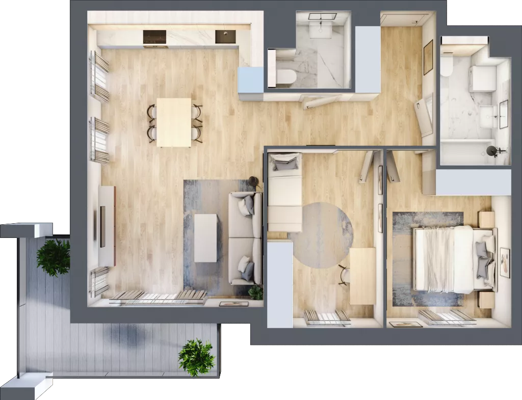 3 pokoje, mieszkanie 66,69 m², piętro 3, oferta nr S1.B.3.2, ATAL Idea Swarzędz II, Swarzędz, ul. Tabaki