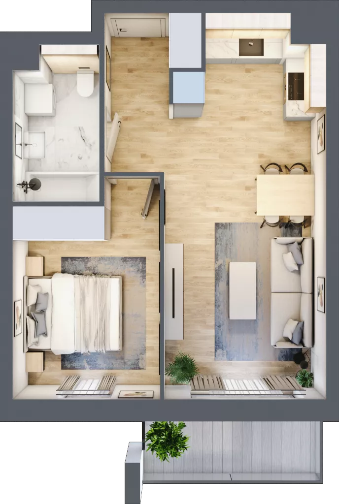 2 pokoje, mieszkanie 41,48 m², piętro 4, oferta nr S1.C.4.3, ATAL Idea Swarzędz II, Swarzędz, ul. Tabaki