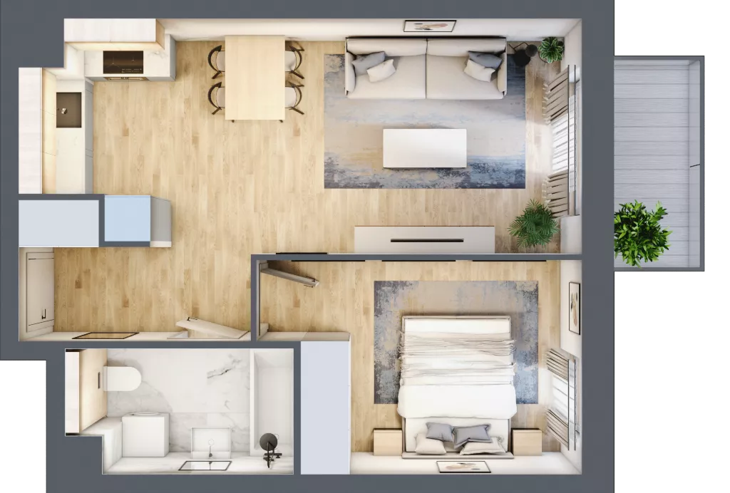 2 pokoje, mieszkanie 41,48 m², piętro 5, oferta nr S1.E.5.2, ATAL Idea Swarzędz II, Swarzędz, ul. Tabaki