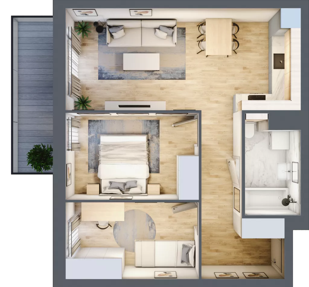 3 pokoje, mieszkanie 55,02 m², piętro 5, oferta nr S1.B.5.1, ATAL Idea Swarzędz II, Swarzędz, ul. Tabaki