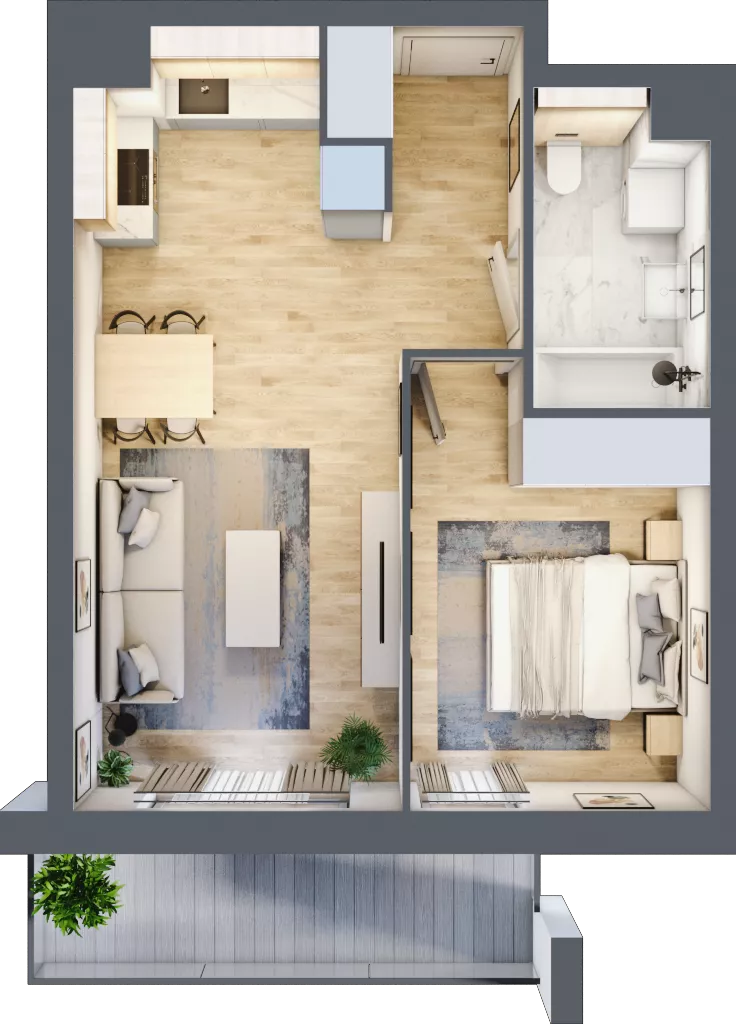 2 pokoje, mieszkanie 41,42 m², piętro 1, oferta nr S2.G.1.3, ATAL Idea Swarzędz II, Swarzędz, ul. Tabaki