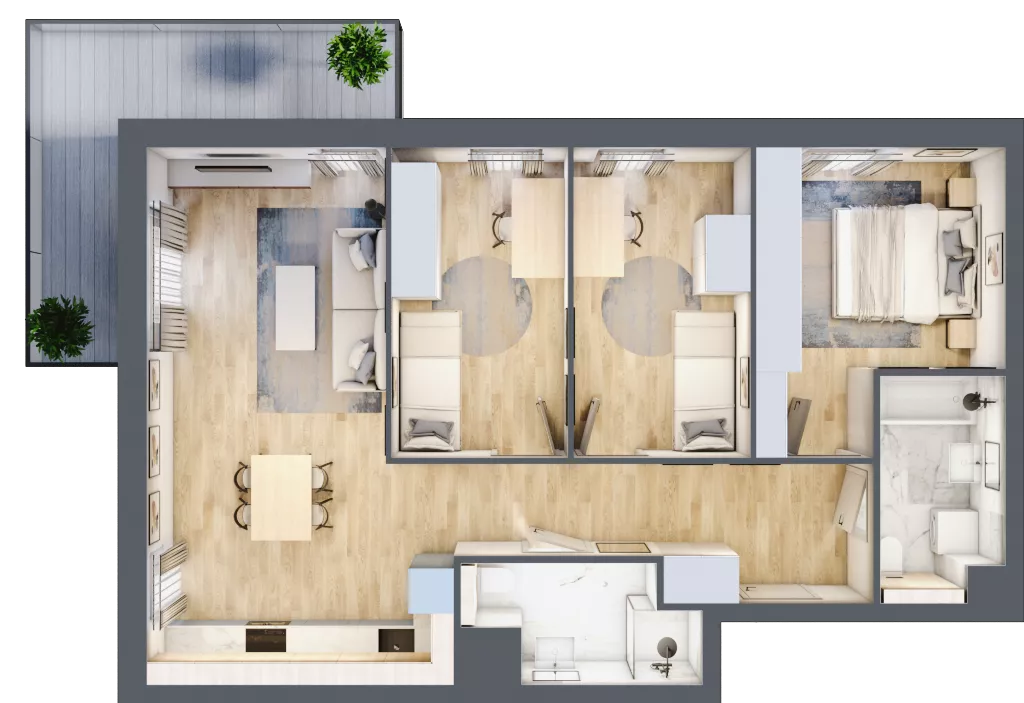 4 pokoje, mieszkanie 73,93 m², piętro 1, oferta nr S2.I.1.2, ATAL Idea Swarzędz II, Swarzędz, ul. Tabaki