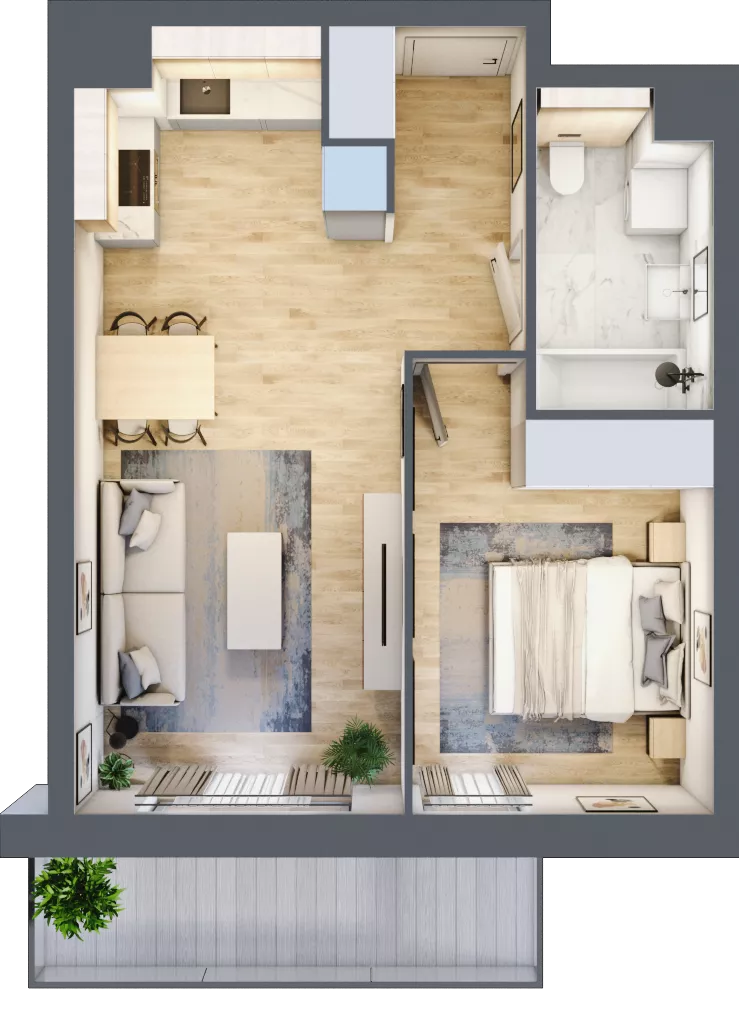 2 pokoje, mieszkanie 41,42 m², piętro 2, oferta nr S2.G.2.3, ATAL Idea Swarzędz II, Swarzędz, ul. Tabaki
