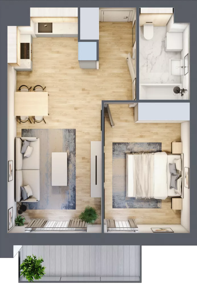 2 pokoje, mieszkanie 42,50 m², piętro 2, oferta nr S2.J.2.2, ATAL Idea Swarzędz II, Swarzędz, ul. Tabaki