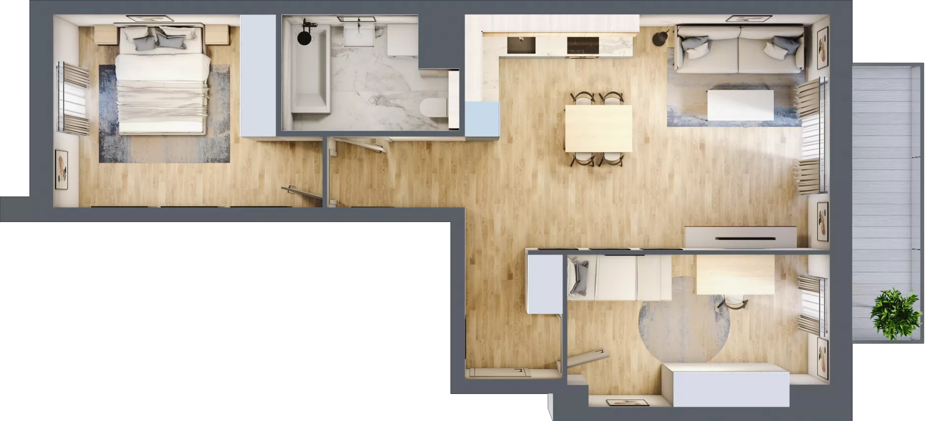 3 pokoje, mieszkanie 62,10 m², piętro 2, oferta nr S2.H.2.1, ATAL Idea Swarzędz II, Swarzędz, ul. Tabaki